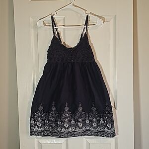 ULTRA PINK Blue Silver Sequin Embroidered Crochet Tank Top Festival Size S